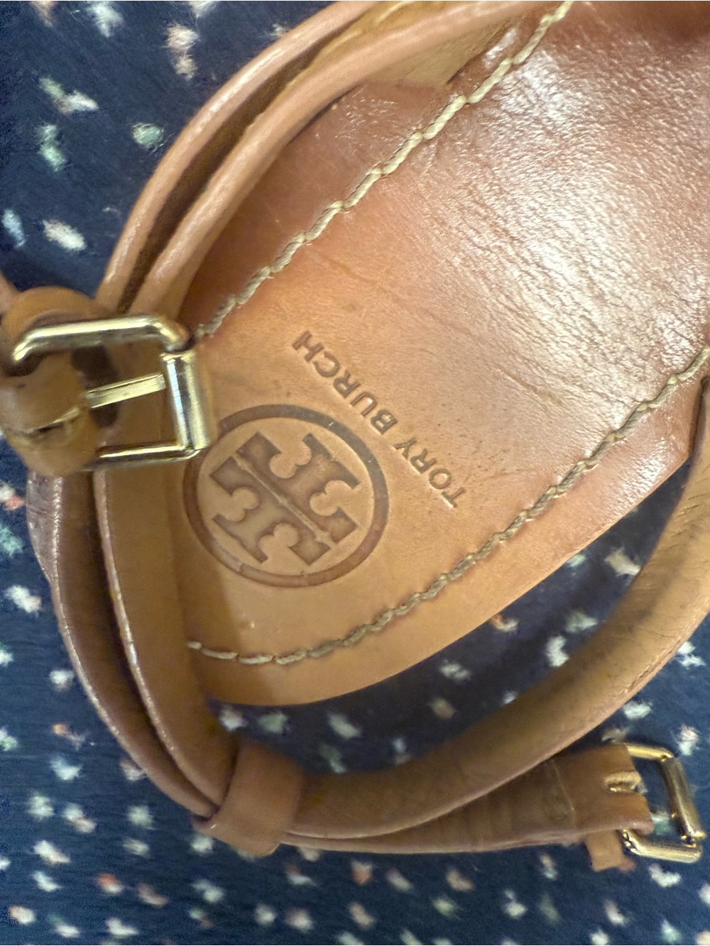 Tory Burch Chandler Flat Brown Leather Sandal Size 9 - Picture 6 of 15